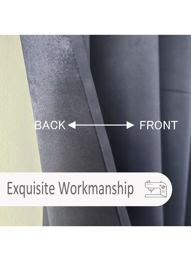 Navy Blue Blackout Curtains 37x84 Inches Iron Rings Light Blocking Indoor - Image 5